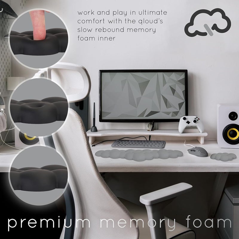Create-ables Qloud Cloud Wrist Rest Keyboard Wrist Rest for Computer Keyboard Pad, Cloud Keyboard Wrist Rest, Wrist Pad for Keyboard, Memory Foam, Non Slip Base, Comes with Mouse Pad - Soft Gray - Image 5